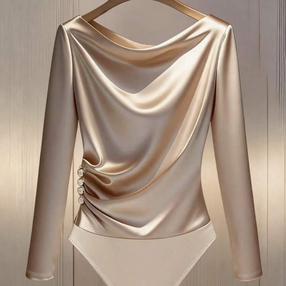 Elegant Satin Long Sleeve Bodysuit